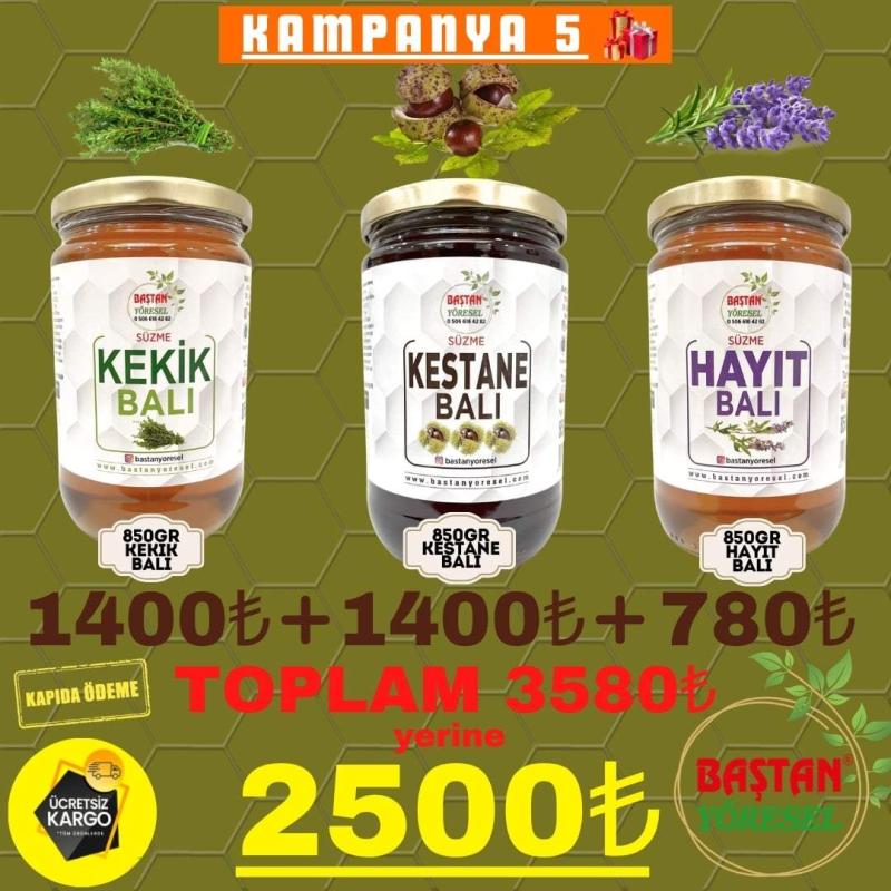Baştan Yöresel Kampanya 5 - Kekik, Kestane ve Hayıt Balı Paketi ürün görüntüsü
