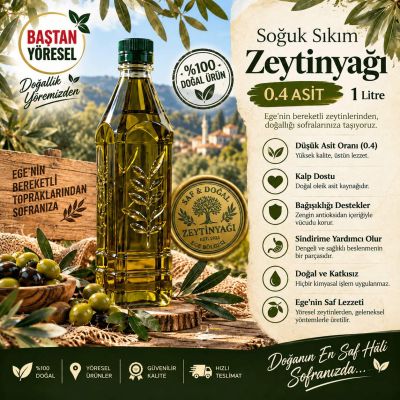 1 litreSoğuk Sıkım 0.4 Asit Sızma Zeytinyağı (Sürpriz Hediyeli ‼️)
