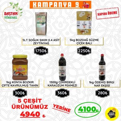 Kampanya 9 - Zeytinyağı, Karakovan Bal, Tahin, Pekmez ve Nar Ekşisi Paketi