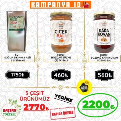 Kampanya 10 - 5lt Zeytinyağı, Çiçek Balı ve Karakovan Bal Paketi