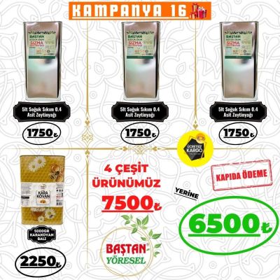 Kampanya 16 - 15 lt Soğuk Sıkım 0,4 Asit Sızma Zeytinyağı ve 5kg Tenekede Karakovan Balı (Sürpriz Hediyeli ‼️)